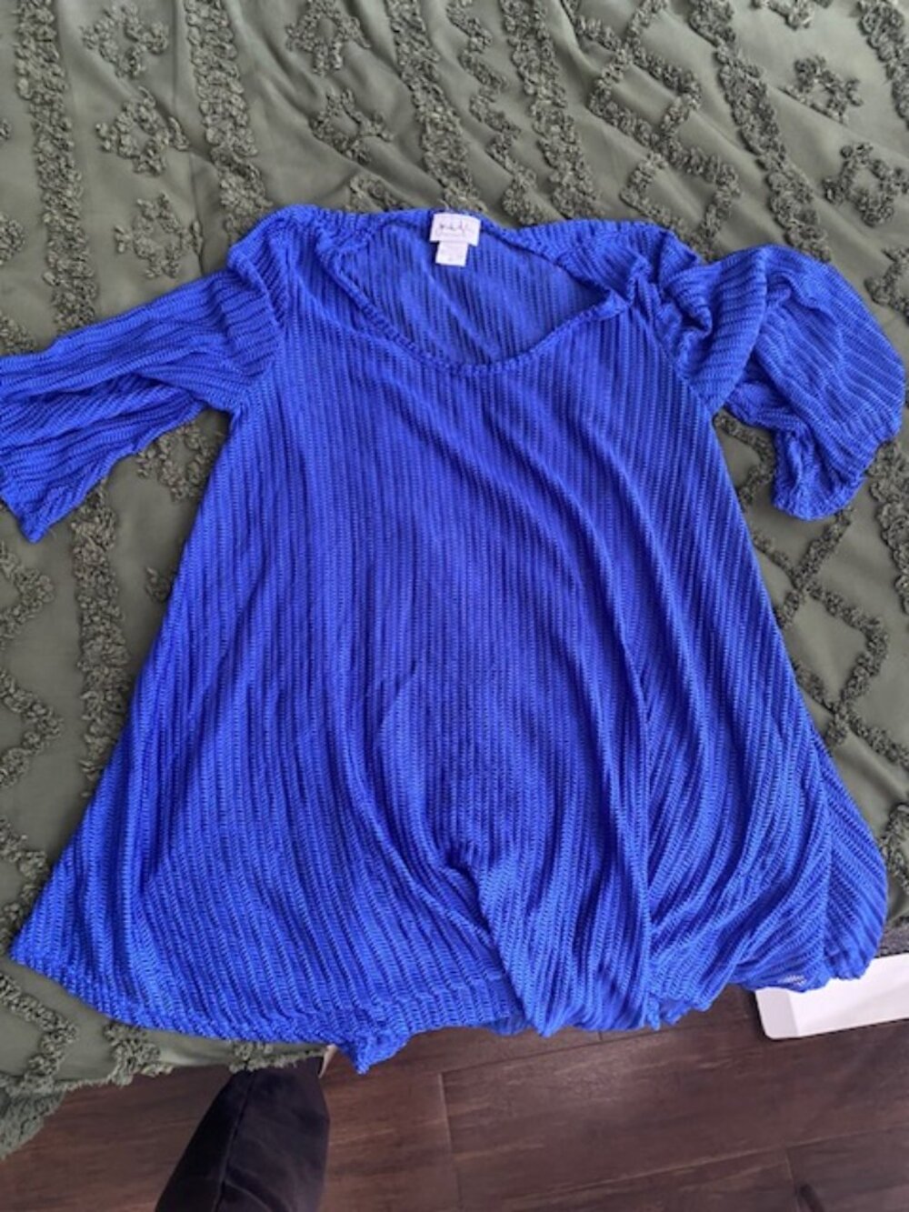 Blue Knit Bathing Suit Cover-Up. Size Medium.